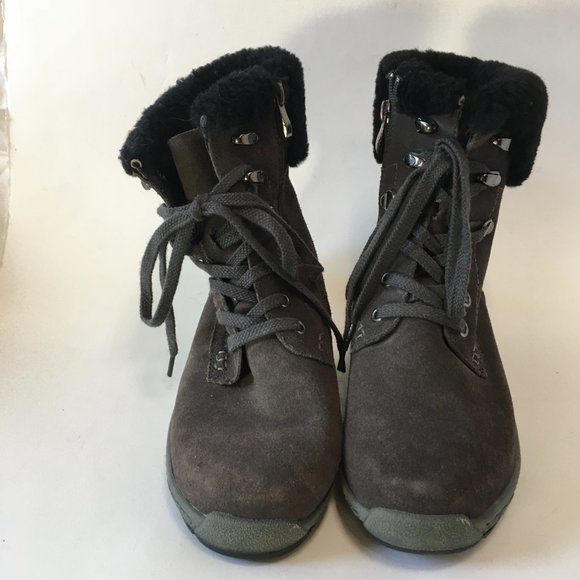 Michelle Dark Gray Black Winter Faux Fur Suede Warm Snow Boots Size 9 Zipper - Picture 5 of 12